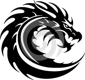 Dragon - black and white isolated icon - vector illustration