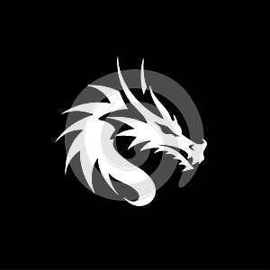 Dragon - black and white isolated icon - vector illustration