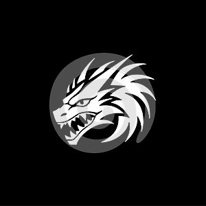 Dragon - black and white isolated icon - vector illustration