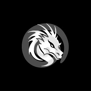 Dragon - black and white vector illustration