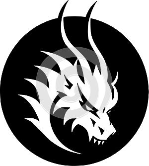 Dragon - black and white vector illustration