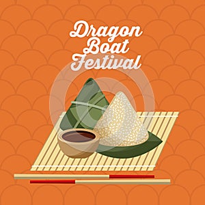 Dragon boat festivel food rice dumpling and chopstick