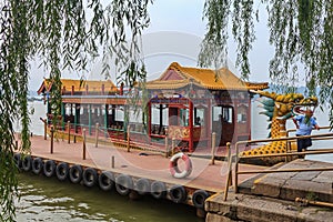 Dragon boat on the Kunming Lake in Beijing China at Beihai Park