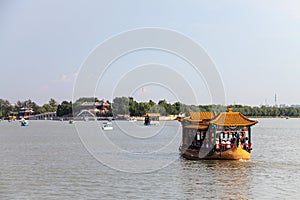 Dragon boat on lake Kunming at summer palace, Beijing