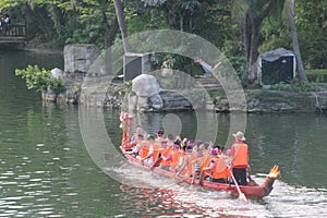 The dragon boat race champion team for china traditional sport activities