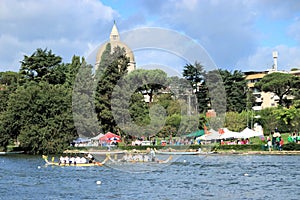 Dragon boat race in Eur lake, Rome