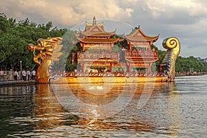 Dragon boat on West Lake, Hangzhou, China