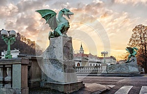 Dragon bridge in Ljubljana photo