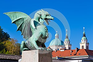 Dragon bridge, Ljubljana, Slovenia, Europe.