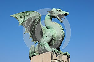 Dragon at the bridge over the river Ljubljanica