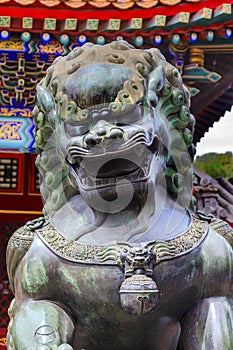 Dragon Bronze Statue Roof Summer Palace Beijing China