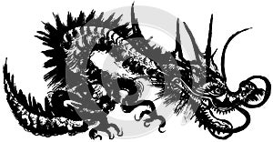 dragon. brush stroke illustration. ink art.