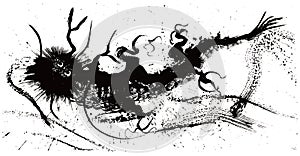 dragon. brush stroke illustration. ink art.