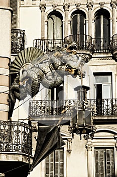 Dragon on a building in barcelona