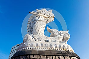 dragon carp statue in danang in vietnam