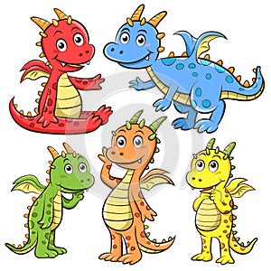 Dragon cartoon set