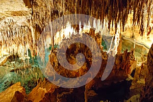 Dragon caves on Majorca, Spain. Beautiful nature caves on Mallorca, Balearic island. Popular tourist destination