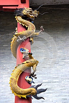 Dragon at Chinese Temple Entrance