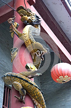 Dragon at Chinese Temple Entrance