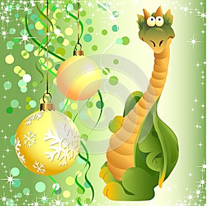 The Dragon and the christmas decorations