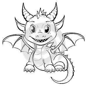 Dragon coloring page for kids .