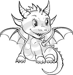 Dragon coloring page for kids .