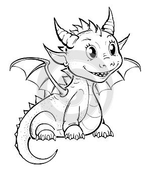 Dragon coloring page for kids .