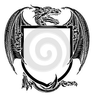 Dragon Crest Coat of Arms Heraldic Emblem Shield photo