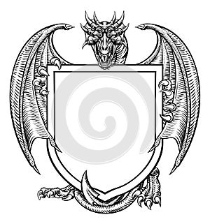 Dragon Crest Coat of Arms Shield Heraldic Emblem