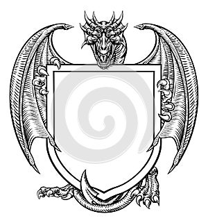 Dragon Crest Coat of Arms Shield Heraldic Emblem photo