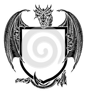 Dragon Crest Heraldic Coat of Arms Shield Emblem photo