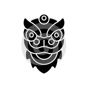 Dragon dance black glyph icon