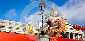 Dragon dance during Chinese lunar year celebrations in London
