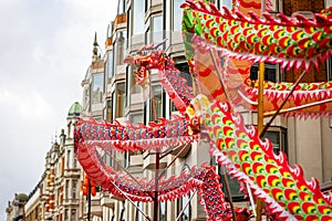 Dragon dance during Chinese lunar year celebrations in London