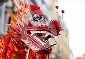 Dragon dance during Chinese lunar year celebrations in London