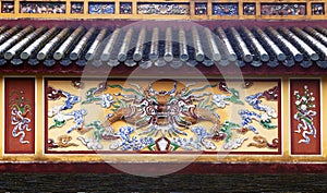 Dragon decoration in Imperial Palace in Hue, Vietnam