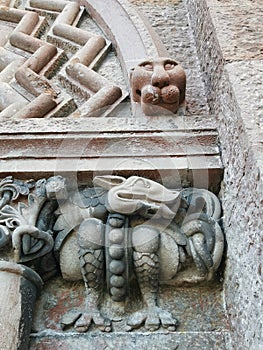 Dragon detail Penrhyn castle Bangor Wales gargoyle