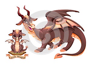 Dragon of Earth Element in two variation, puppy and adult