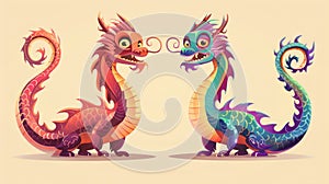 Dragon from the East. Chinese New Year symbol. Asian lizard monster. Chinese festival animal. Fantasy archetypal mascot