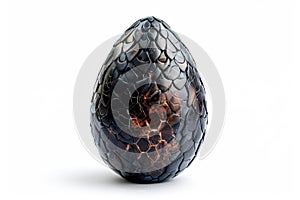 Dragon Egg Isolated, Crystal Scaled Fantasy Eggs, Dinosaur Fossil, Magic Dragon Egg Generative AI Illustration