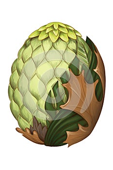 dragon egg with plants and leaves