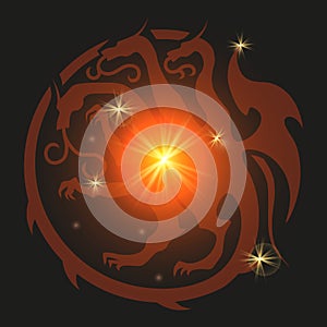 Dragon emblem. Heraldic style