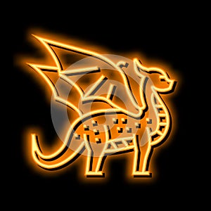 dragon fairy tale animal neon glow icon illustration