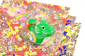 Dragon Figurines and gaily colored paper.