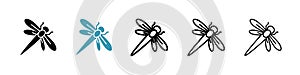 Dragon fly icon vector set on white background