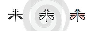 Dragon fly icon vector set on white background