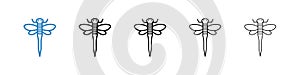 Dragon fly icon vector set on white background