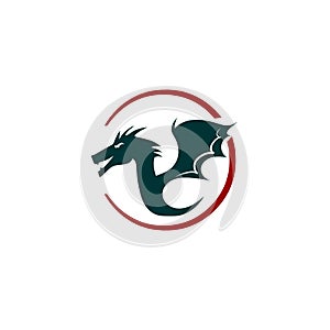 Dragon flying logo icon design vector