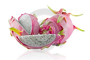 Dragon fruit isolated white background.