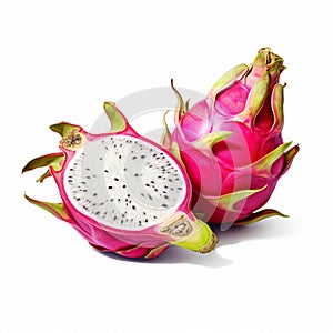 dragon fruit on white background. generative AI